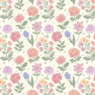 "Pastel Garden" is a delightful floral pattern that evokes the beauty of a springtime garden.