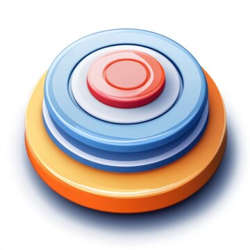 Stylized Batch Processing Symbol with Layered Buttons and Icon Representation