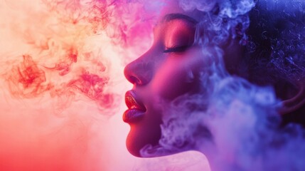 Abstract Portrait of Woman in Vibrant Smoke