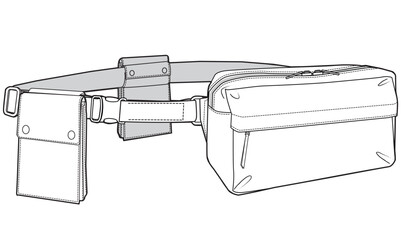 waist bag flat sketch vector illustration  