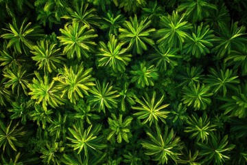 Aerial Perspective of Lush Palm Plantation in East Asia: A Tropical Landscape Filled with Oil Trees