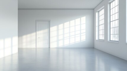 Sleek Office Glass Partitions: Modern Interior Design for Empty Rooms with Windows and White Walls