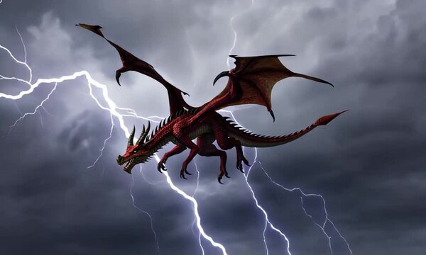 mythological animal background a giant dragon flying above the sky