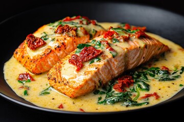 Tuscan Salmon Fillet in Creamy Coconut Milk Sauce