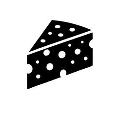 Cheese Wedge Icon: A simple yet elegant icon depicting a wedge of cheese with holes, perfect for culinary illustrations, menus, or food-related designs. 