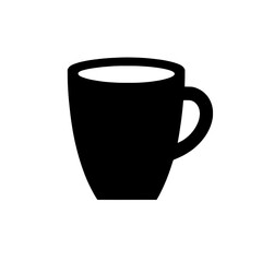 Simple Mug Icon: A classic silhouette of a simple mug with a rounded body and handle, perfect for branding, websites, or mobile apps.