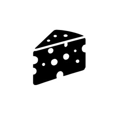 Cheese Wedge Icon: A simple yet recognizable black and white icon of a wedge of Swiss cheese, perfect for culinary, food, or dairy-related content.  