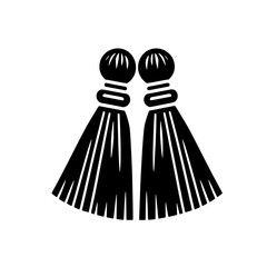 Elegant Tassel Pair: A minimalist graphic design of a pair of elegant tassels, perfect for adding a touch of sophistication to any project. The image is clean and simple.