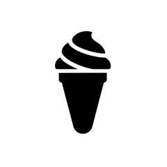 Ice Cream Cone Icon:  A classic icon of a single scoop of ice cream in a waffle cone, perfect for use in food, dessert, and summer themed illustrations, menus, and digital graphics.