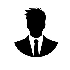 Businessman Silhouette:  A strong, minimalist silhouette of a businessman in a suit and tie, perfect for representing professionalism, leadership, or anonymity.  Suitable for website icons.