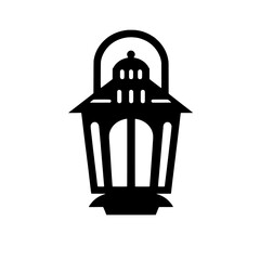 Classic Lantern Silhouette: Elegant black silhouette of a vintage lantern, perfect for adding a touch of classic charm to your designs.