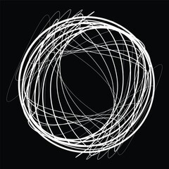 Lines in Circle Form . Rotate rounded shape Vector Illustration .Rotating circles form a ring.Rotating design element . Various circle lines forming round frame . Abstract Geometric line art .
