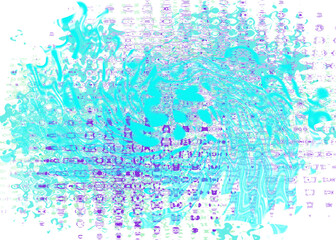 An abstract transparent psychedelic wavy liquid splatter design element overlay.