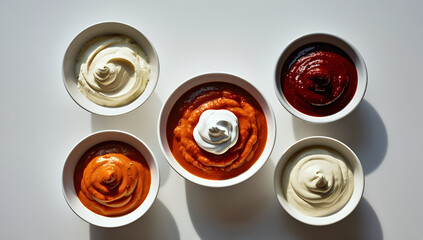 top view of various sauces