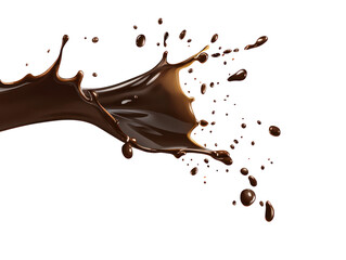 splash of coffee on white or transparent background