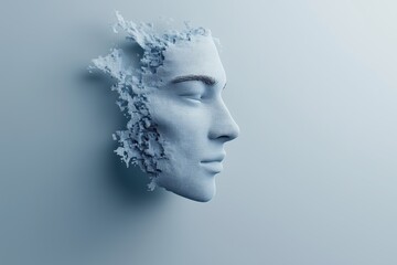 Abstrakte digitale Darstellung eines fragmentierten Gesichts

