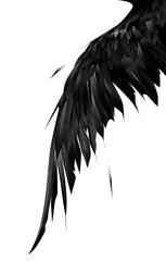 Drawn stylized black wing on a white background