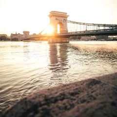 Flooded Chain Bridge in Budapest