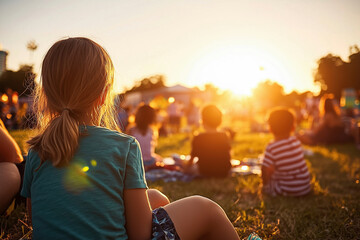A Little Girl Enjoys a Sunset Festival: Captivating Moments of Joy and Togetherness