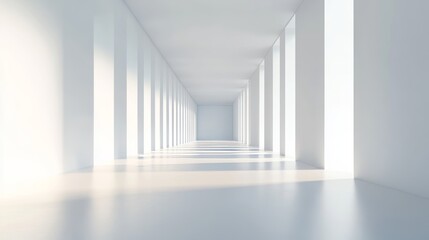 Obraz premium Endless Corridor of Light Creates an Ethereal Atmosphere in a Minimalist Space
