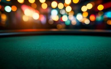 Vibrant Casino Atmosphere With Blurred Lights and Green Table During an Evening of Entertainment and Gaming