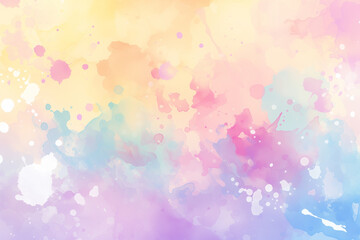 Abstract watercolor background with soft pastel colors, yellow to pink, blue and purple gradient