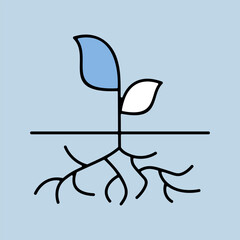 Young green plant with strong roots visible icon