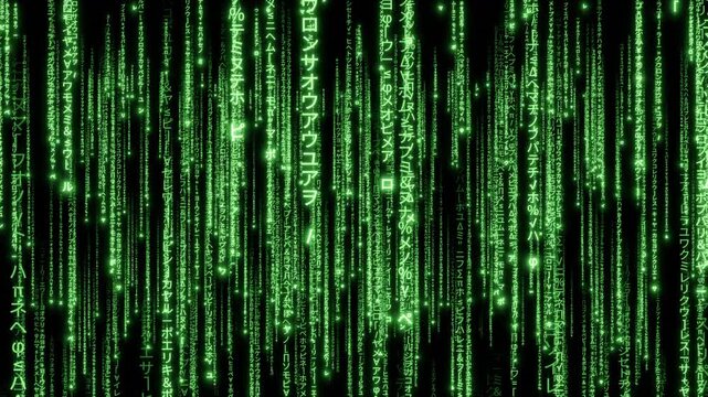 Matrix Code Digital Rain of Falling Characters