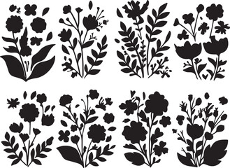 Set Flowers. Hand drawn vector illustration	
