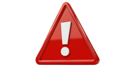 Warning triangle icon on transparent background