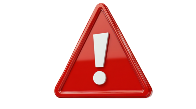 Warning triangle icon on transparent background