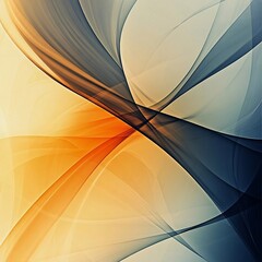 An abstract digital background featuring flowing, translucent curves in warm golden and cool blue...