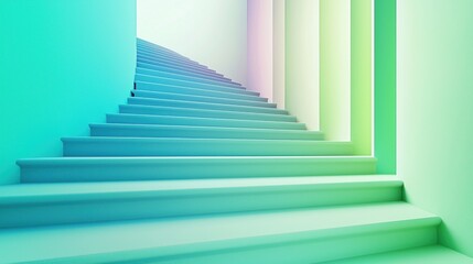 Pastel spiral staircase ascending, colorful hallway, modern design, growth concept