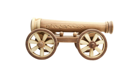 Fototapeta premium Ancient cannon on wheels on transparent background 