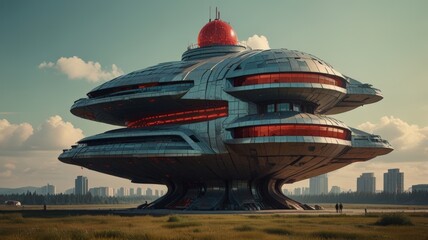 Soviet Retrofuturism Architecture under a Sky