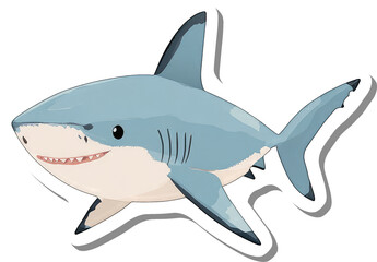Obraz premium A Cartoon Sticker Of A Great White Shark Swimming