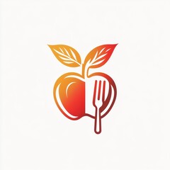 Healthy eating logo, apple with fork, food concept, promoting healthy diet