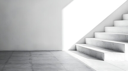 Fototapeta premium Modern white staircase with sunlight.
