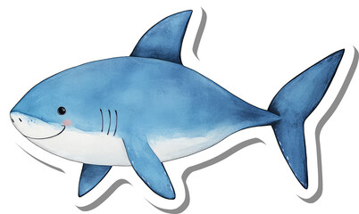 Fototapeta premium A Cute Watercolor Sticker Of A Friendly Shark