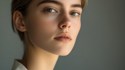 Close-up Portrait of a Woman with Natural Beauty