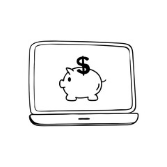 Fototapeta premium piggy bank icon vector illustration create-a-icon-of-online-savings-with-white-backgro