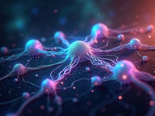 Abstract visualization of neural networks showcasing interconnected nodes and vibrant colors in a digital art creation