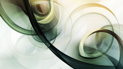 Abstract Circles and Lines in Soft Green and Brown Tones
