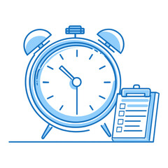 Alarm clock and checklist symbolize time management and productivity strategies
