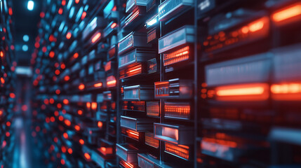 An angled view of shelves overflowing with meticulously arranged archive folders, the vibrant labels creating a visually striking representation of order.