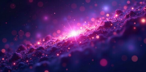 Fototapeta premium Glowing purple starburst with tiny sparks and dots, nebulae, sparks, purple