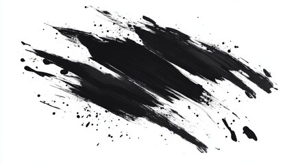 Naklejka premium Abstract Black Ink Splatters and Brushstrokes Graphic Design