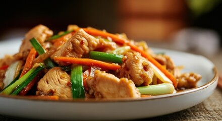 Delicious chicken stir-fry with vibrant vegetables and savory sauce