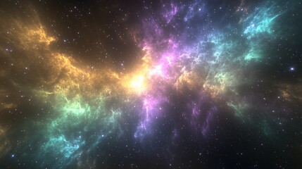 Fototapeta premium Cosmic Nebula: A Symphony of Colors in the Vast Expanse