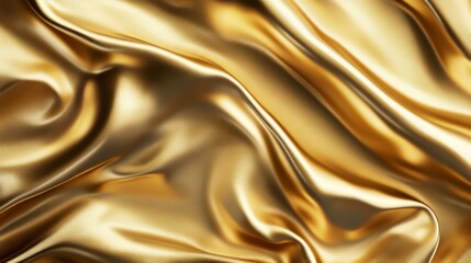 Fototapeta premium Golden Silk Fabric Texture - Luxurious Drape Background